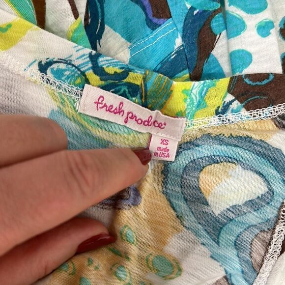 Fresh Produce Cotton Abstract Print Sharkbite Hem Short Sleeve T-Shirt Size XS - Picture 5 of 9